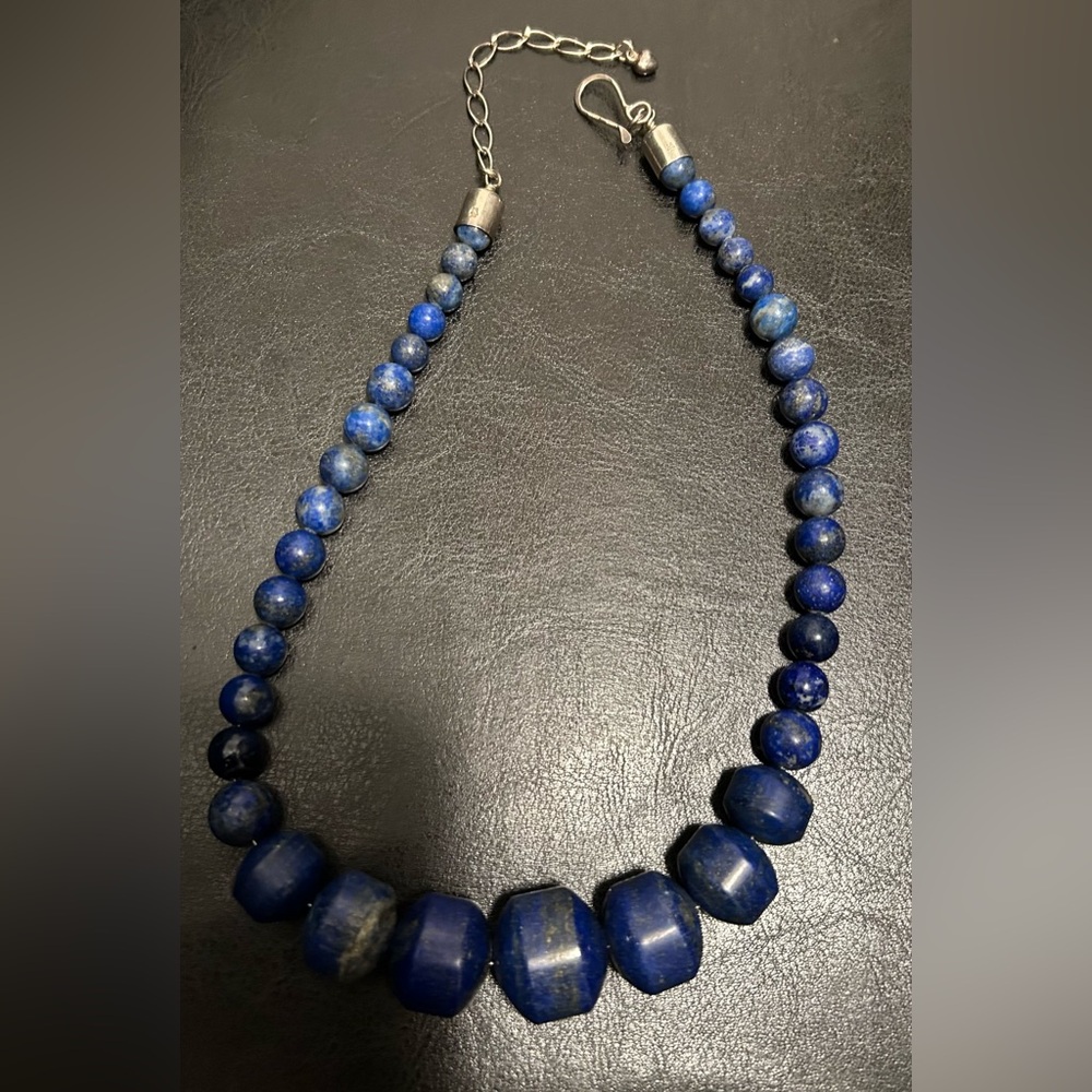 Handcrafted Lapis Blue Beaded Necklace for Women